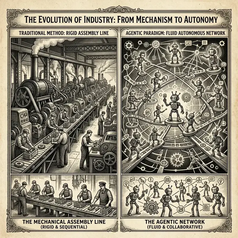 Grid illustration representing: Agentic AI vs. Traditional Automation: What's the Difference?