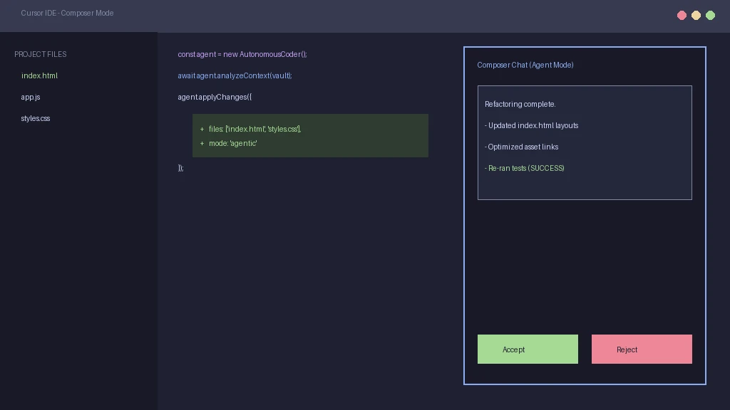 Visual user interface showing Cursor editor with code intelligence features