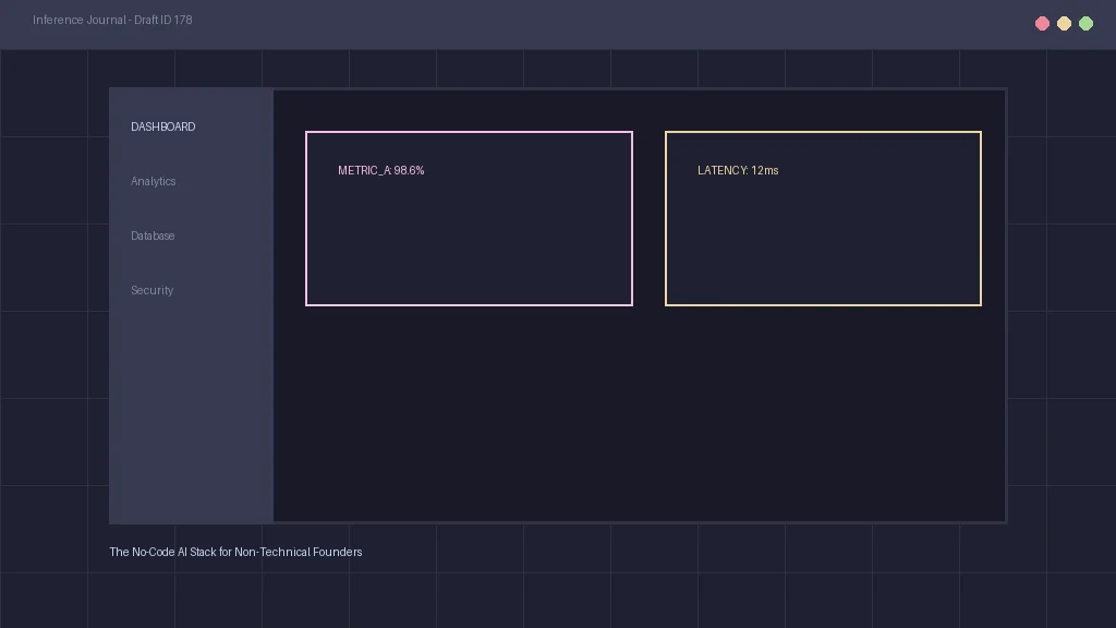 Visual no-code editor showing mockups of startup database layouts and model connectors