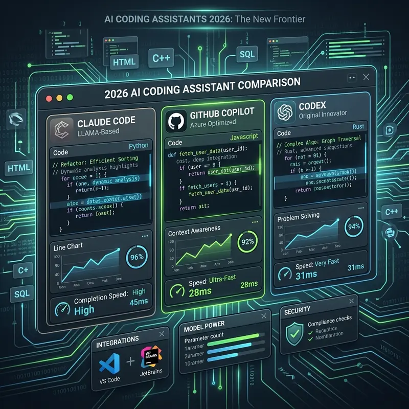 Teaser illustration for: Best AI Coding Assistants 2026: Claude Code vs GitHub Copilot vs Codex