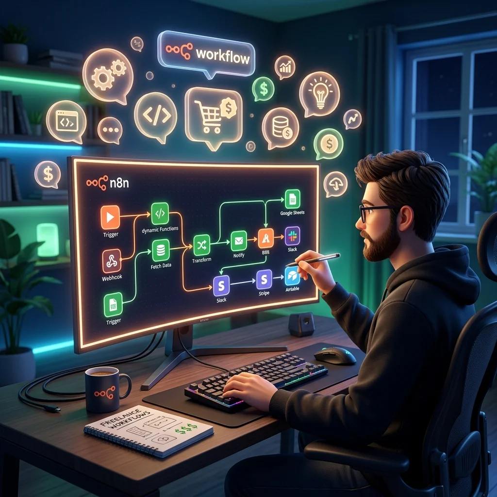 Teaser illustration for: How to Build and Sell n8n Automations as a Freelancer