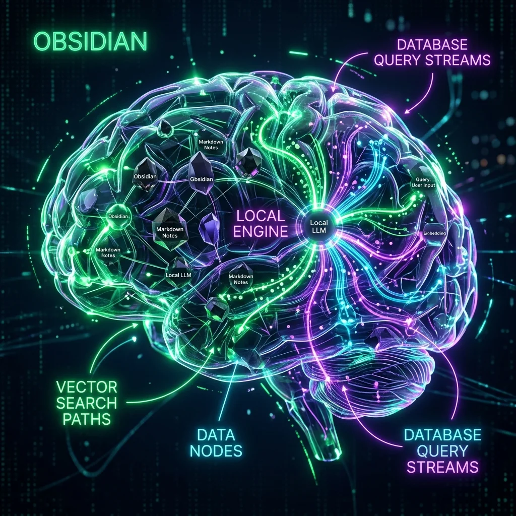 Detailed setup graphic for: Obsidian + AI Local RAG